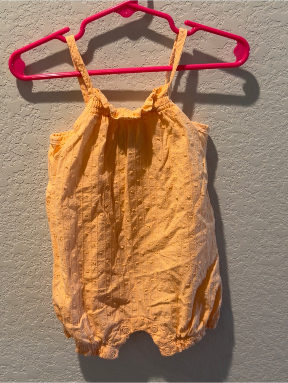 First Impressions Peach Textured Sleeveless Baby Romper